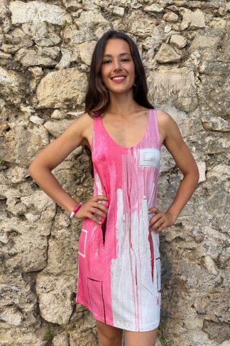 ROBE DÉBARDEUR ÉVASÉE FRAMBOISE