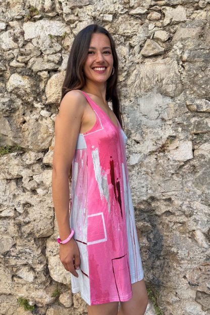 SLEEVELESS FLARED-CUT DRESS FRAMBOISE - Image 2
