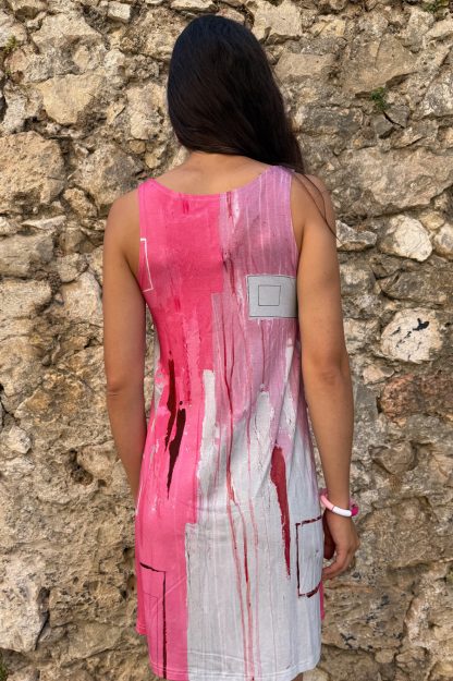 SLEEVELESS FLARED-CUT DRESS FRAMBOISE - Image 3