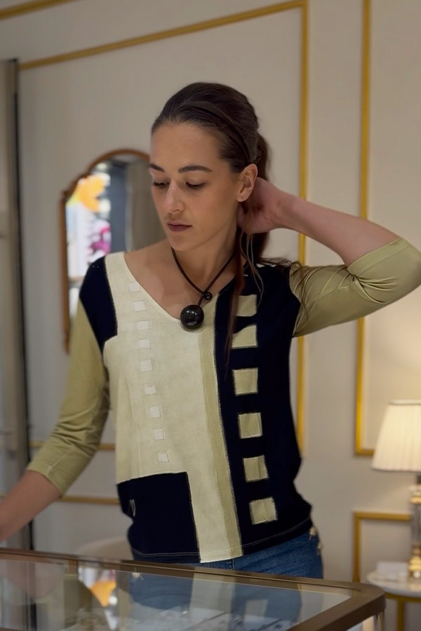 T-SHIRT ÉVASÉ MANCHES 3/4 IVOIRE – Image 2