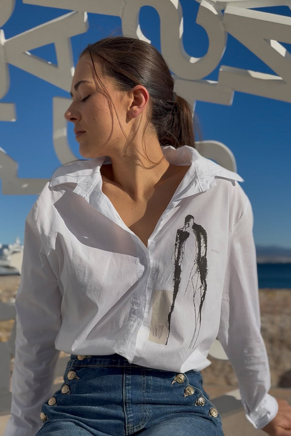 CHEMISE OVERSIZE LES MAINS DANS LES POCHES BLANCHE – Image 2