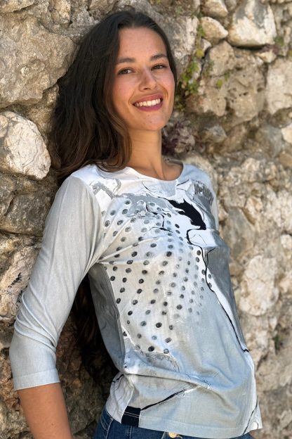 T-SHIRT ÉVASÉ MANCHES 3/4 VAGUES D'ARGENT – Image 2