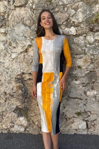 ROBE LONGUE MANCHES 3/4 CHAMPAGNE