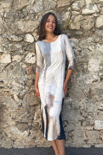 3/4 SLEEVED LONG DRESS NUAGES
