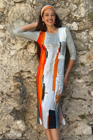 3/4 SLEEVED LONG DRESS ROUGE08