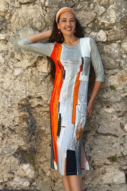 3/4 SLEEVED LONG DRESS ROUGE08