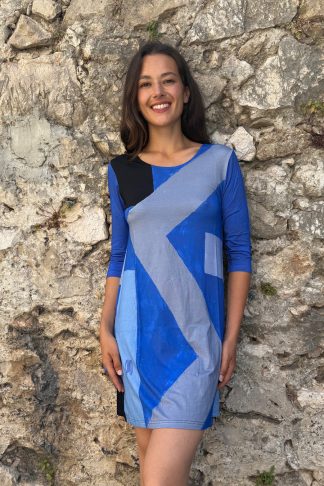 ROBE ÉVASÉE MANCHES 3/4 ULTRAMARINE