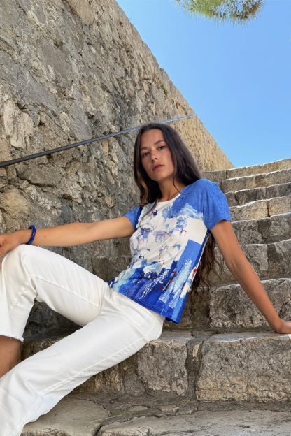 SHORT SLEEVED FLARED-CUT T-SHIRT MÉDITERRANÉE - Image 4