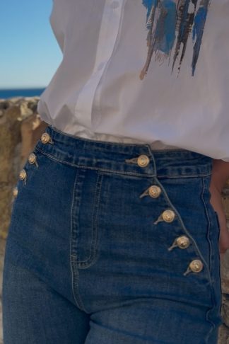 JEAN WIDE LEG ET BOUTONS PONT